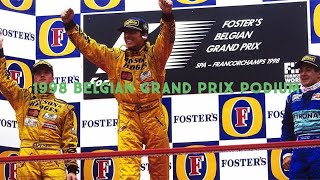 Jordan Grand Prixs First Win and Damon Hills Last Formula One Win  1998 Belgian Grand Prix Podium [upl. by Aala665]