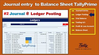 2 Ledger Posting to balance sheet Manually  Trial balance trading and profit amp loss ac Tallyprime [upl. by Arimat760]