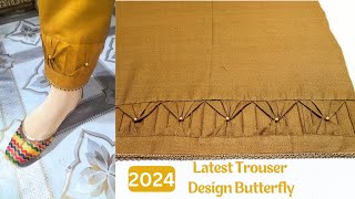 Trouser Bottom Design Butterfly with Lace 2024  Salwar k Pochno ka New Design  Zaini Stitching [upl. by Ljoka]