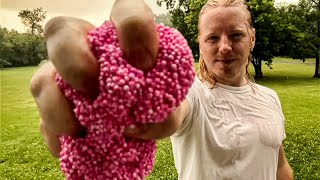 ASMR Playing With Foam Slime In The Rain [upl. by Joni]