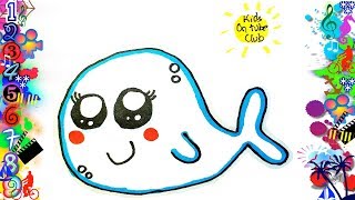 COMO DIBUJAR UNA BALLENA KAWAII FACIL PARA NIÑOS  Dibujos [upl. by Ojok]