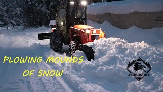 154 Kubota B2601 quotPlowing Mounds Of Snowquot Snow pusher and rear blade [upl. by Danae]