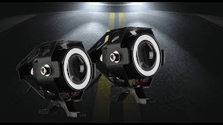 Mini U7 Angel Eyes LED Headlight Projector For Motorcycle Angel Eyes Led Driving Light [upl. by Diao]