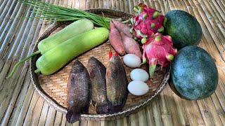 Beautiful nature food  Fried Fish and Fried Gourd with Egg [upl. by Beverlee]