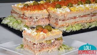 PASTEL FRIO DE VERANO O SANDWICHÓN FÁCIL Y RÁPIDO DE HACER  Loli Domínguez  Recetas  Tutorial [upl. by Dlnaod]