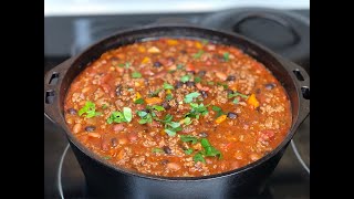 3 MEAT 3 BEAN CHILI  BEST HOMEMADE CHILI RECIPE  SECRET INGREDIENT [upl. by Blessington]