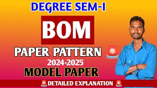 DEGREE 1ST SEMESTER BOM BUSINESS ORGANISATION AND MANAGEMENT PAPER PATTERN 🚨 MODEL PAPER IM OSMANIA [upl. by Harac]