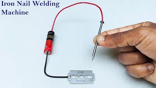 How To Make Simple Iron Nail Welding Machine At Home With Blade  Diy 12V Welding Machine [upl. by Nolham]