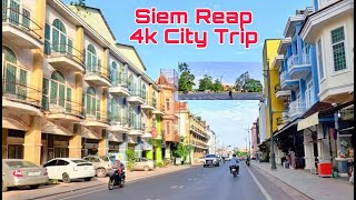 4K Siem Reap Drive Tour Town  The Street 203  Cambodia Smooth Trip Phirom Walker Building View [upl. by Annaiviv]