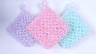 수세미뜨기왕초보용거품 잘나는 그물수세미 Crochet dish scrubby [upl. by Jacquelynn106]