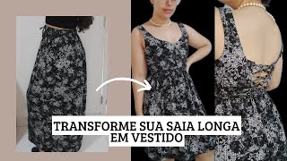 Como transformar saia longa em vestido How to transform a long skirt into a dress [upl. by Ykcul]