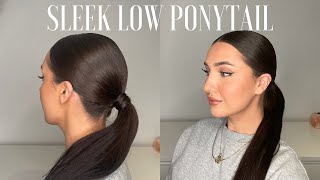 EASY SLEEK LOW PONYTAIL [upl. by Ralfston]