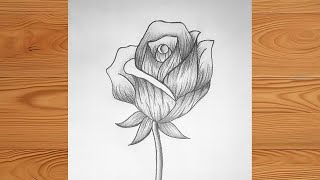 How to Draw a Rose 🌹 Very Very Easy Rose Flower Drawing  Pencil Shading Drawing  Flower Drawing [upl. by Reneta]