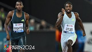 Noah Lyles vs Erriyon Knighton 200m rematch in Zurich comes down to final stretch  NBC Sports [upl. by Wehttan]