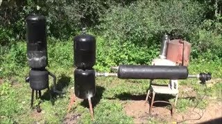 Building a quotWood Gasifierquot out of propane tanks with a gas cooling water heater [upl. by Ardnassela]