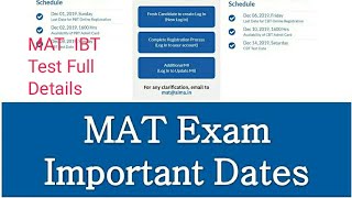 Full details MAT 2020 Remote Proctored Internet Based Test IBT Schedule [upl. by Atikahc]