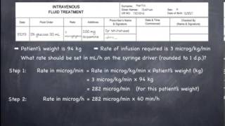 Calculations involving the conversion of infusion rates from microgkgmin to mLh [upl. by Kcirddahc]