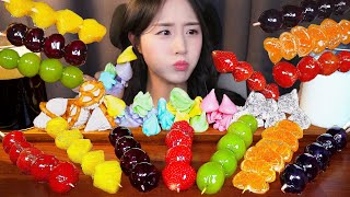 JMT 인생 첫 과일 탕후루 먹방 ASMR🍓 솜사탕 머랭 디저트까지ㅣ딸기 샤인머스캣 포도ㅣDessert Korean Fruit Tanghulu Mukbang [upl. by Eelik588]