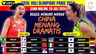 Hasil Voli Olimpiade Paris 2024 Putri Tadi Malam  Tim Gabi CS dan Tim Voli Putri China Berjaya [upl. by Neuburger]