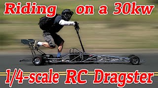 I Rode my 14Scale RC Dragster on the street as a scooter [upl. by Analos]