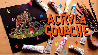 PAINTING WITH ACRYLA GOUACHE  paint a boggy log with me [upl. by Acherman]