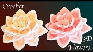 Flor tejida a Crochet aprende a tejer paso a paso en 3D tejido tallermanualperu [upl. by Leribag]