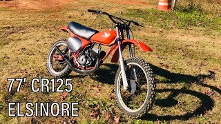 Reviewing the 1977 Cr125 Elsinore Vintage bike Running and Review [upl. by Kristos]