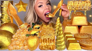 ASMR EDIBLE GOLD BARS 24 KARAT GOLD HONEYCOMB EDIBLE STILETTO UNICORN HORN JELLY MUKBANG 먹방 [upl. by Ovida]