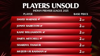 ipl 2025 unsold players list [upl. by Luebke]