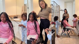 7 amp 9 Year Old Helps Me Do Hair  So Funny  Family Of 9 [upl. by Milah236]