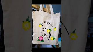 Tote Bag painting diy art totebag customized painting onestrokepainting daughters handmade [upl. by Luana]