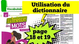 Utilisation du dictionnaire  page 18 et 19  le trésor des mots CE6  vocabulaire [upl. by Oemac]