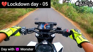 😈Day with monster 💔Lockdown day  05  Tamil  Motovlog  Duke 390 review  TTF  Ktm  R15v3 [upl. by Tahmosh]