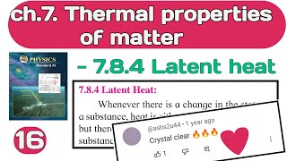 ch 7 Thermal properties of matter 16 class 11 Maharashtra boardlatent heat [upl. by Damara866]