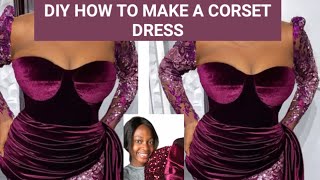 HOW TO MAKE A CORSET TOP DRESS CUTTING AND STITCHING  STRAPLESS BUSTIER TOP [upl. by Igor]