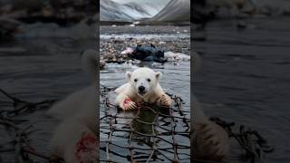 A seriously injured bear cub entangled in a net was successfully rescued by a female sailoranimals [upl. by Elton]