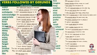 ENGLISH VOCABULARY  Verbs Followed by Gerunds with Examples [upl. by Nidraj]