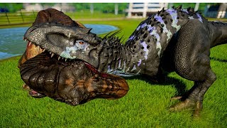 Indominus Rex vs T Rex Spinosaurus  Giganotosaurus Carcharodontosaurus  Dinosaurs Fighting [upl. by Annaer729]