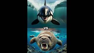 Killer Orca Whale vs Megalodon vs Dolphin shark blue whale turtle seal funny animals facts [upl. by Anikat]