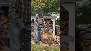 Lombard 312D Chainsaw cutting a birch log [upl. by Entruoc]