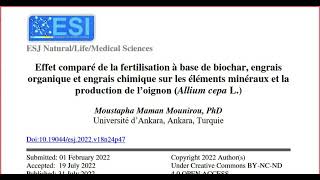 Vulgarisation article scientifique  Effet de biochar sur l’oignon Allium cepa L [upl. by Hterag]