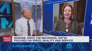 Dutch Bros CEO Christine Barone goes oneonone with Jim Cramer [upl. by Aryek]