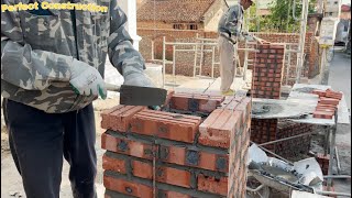 Complete Construction Of House Gate Pillars And Brick Fence  Beautiful House Gate Design [upl. by Muiram]