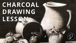 Charcoal Pencil Tutorial Simple Still Life [upl. by Ellives929]