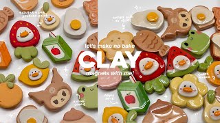 how i make clay magnets 🧃🍓🍊 using air dry clay  no bake [upl. by Irwinn]