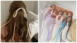 How to make long tail ribbon hair ties✨Diy bow hair tie✨hair accessories [upl. by Iel]