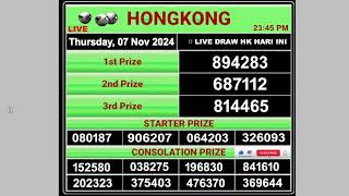 Hongkong Live draw result 07112024  Live Draw HK [upl. by Norina]