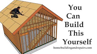 How To Build Two Car Garage With Storage Loft And Stairs  Building Education Series Part 1 [upl. by Nittirb]