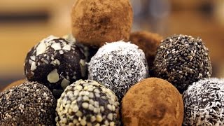 Raw Vegan Chocolate Energy Balls  Dessert Recipe [upl. by Elaen]