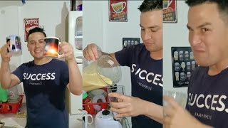 Ponche crema casero con Flan 😂😂 receta colombia [upl. by Brote115]